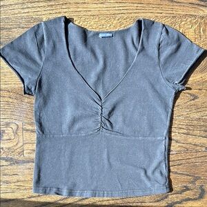 Brandy Melville Blue Fitted Ruched T-Shirt
